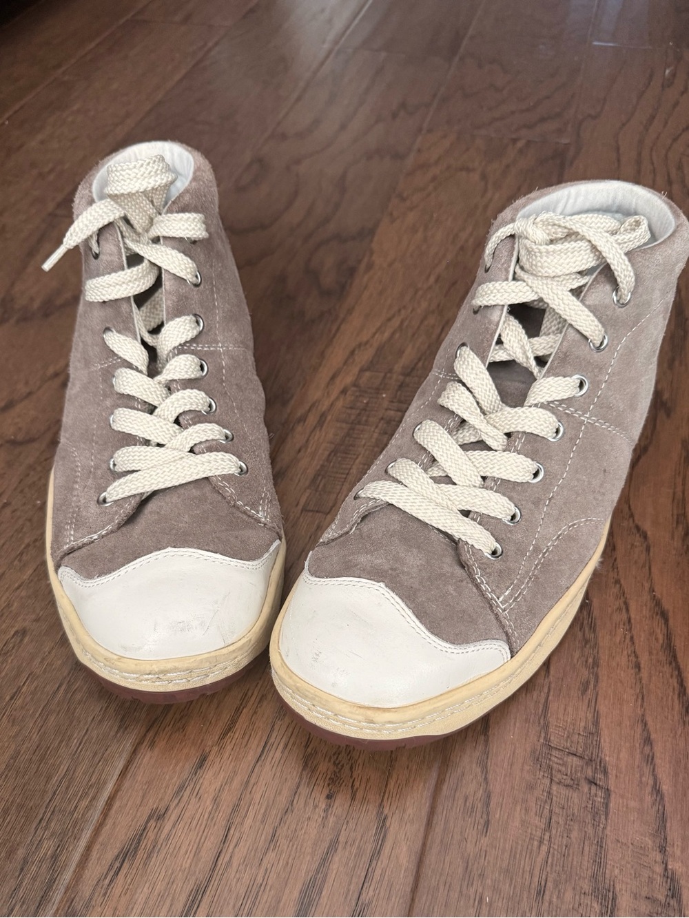 Men's SIMPLE Casual Suede Sneakers in Taupe and Off-White